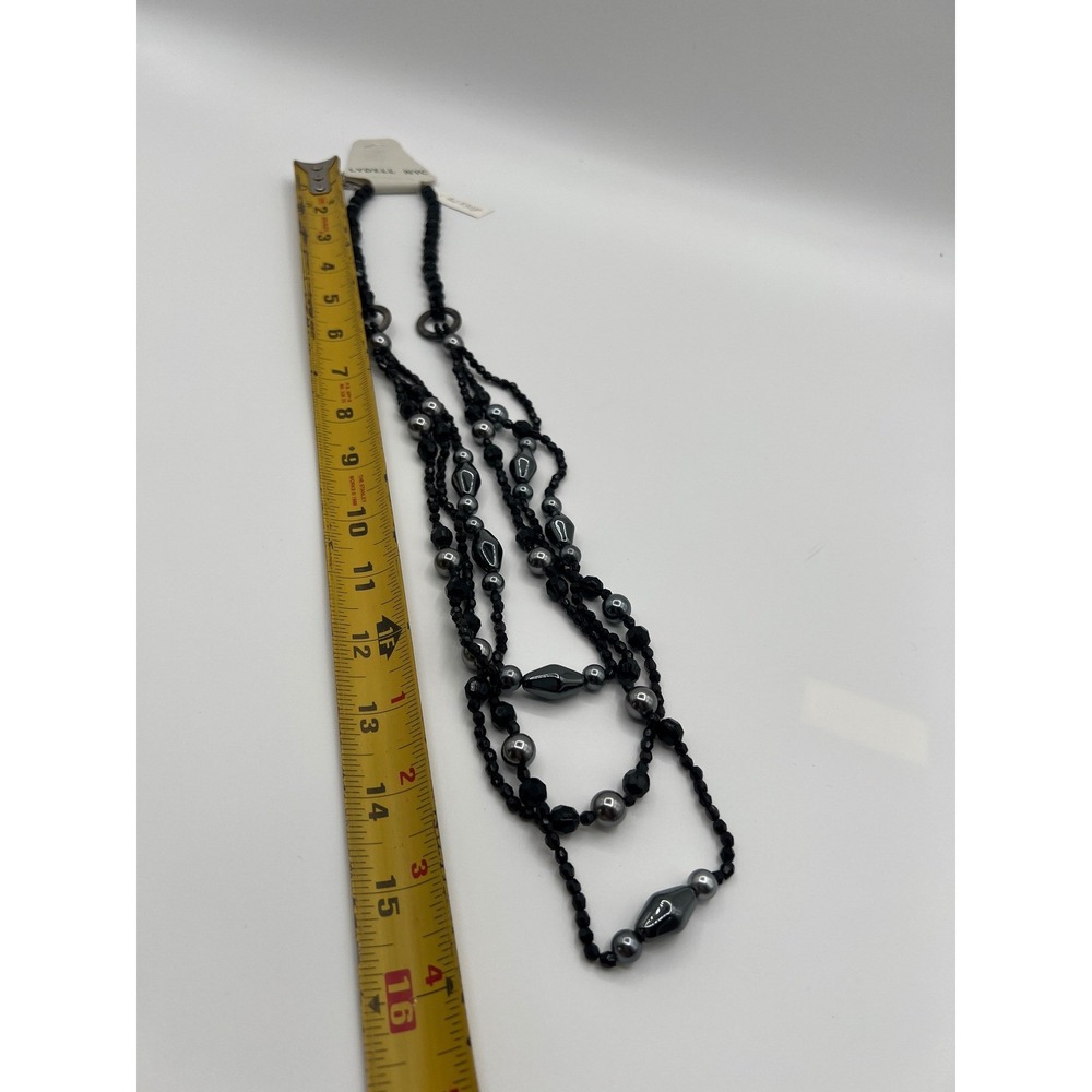 Lydell NYC Black Beaded Multi Strand Necklace Gunmetal Accents New with Tags